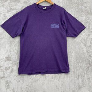 Vintage Adult XL University of Redlands Single Stitch Purple T Shirt USA Made